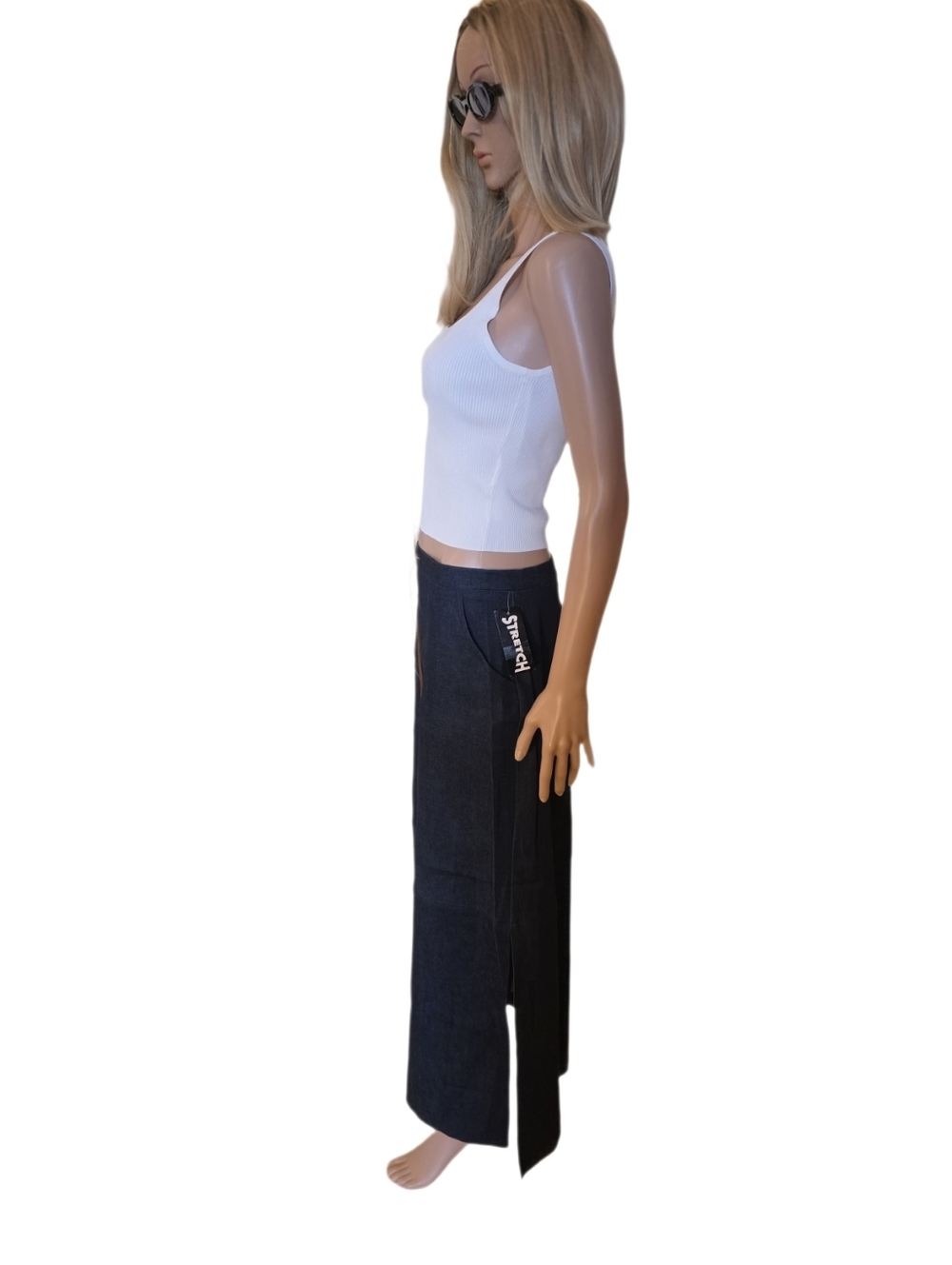 NWT Vintage Deadstock B'way Juniors Denim Maxi Skirt 90s Boho Patch Pocket - Picture 10 of 16